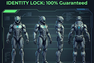 engineer a professional consistent character reference sheet