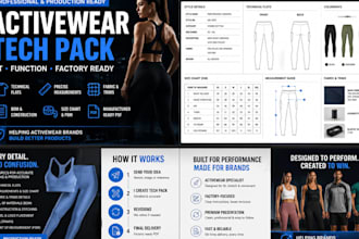 create activewear tech pack for gymwear and sportswear brands