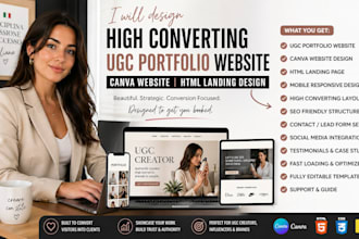 design a high converting ugc portfolio website canva website html landing design