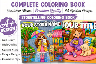 create bold and easy storytelling coloring book with scenes