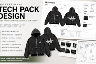 create factory ready tech packs for hoodies, jackets, and streetwear brands