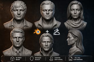 sculpt custom 3d head model 3d face 3d bust model action figure stl 3d printing