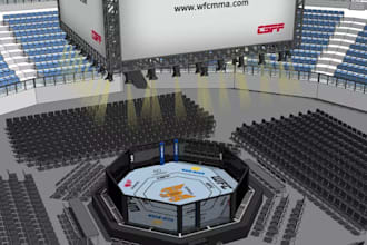 design 3d boxing gym, MMA gym, training center, ufc stadium, indoor sport