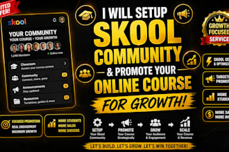 setup skool community and promote your online course for growth