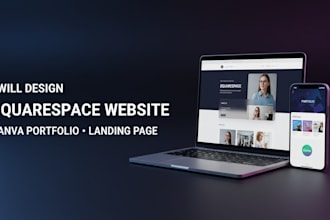 design squarespace website, canva portfolio and landing page