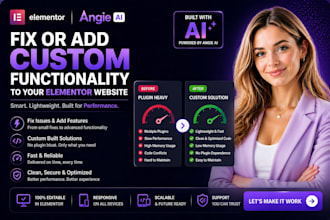 fix or add custom functionality to your elementor website using angie ai coding