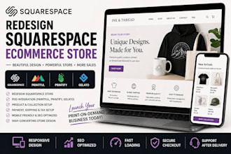 redesign squarespace ecommerce online store setup printful printify gelato pod
