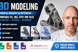 create, modify printable stl, obj, step 3mf files, 3d model, 3drender solidswork