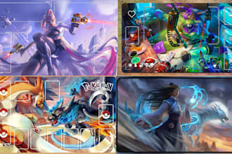design premium playmat illustration,  tabletop game mat design, fantasy artwork