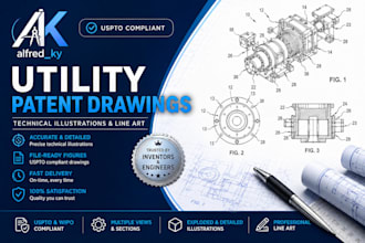 design uspto utility patent drawings technical illustrations line art drafting