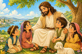 do bible themed children story book illustration christian picture book cover