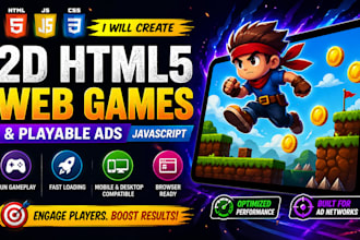 create 2d html5 web game,javascript game,playable ads for browser