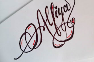design handwritten tattoo lettering in cursive or gothic style