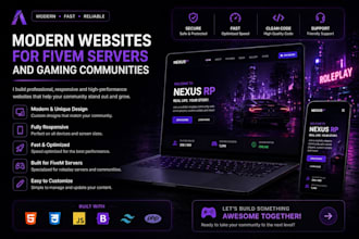 create a modern fivem server website or gaming community website