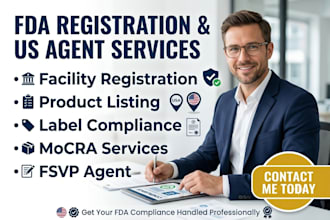 do fda registration, serve as US agent, product listing and compliance