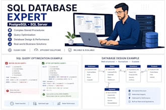 design sql databases, stored procedures, functions and views