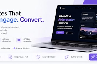 develop a complete ai powered content, image generator, video generator website