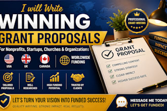 draft winning USA and UK grant proposals for nonprofits startup and organization