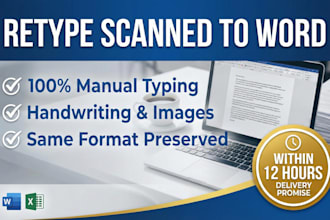 retype scanned documents, images, and handwritten text to word or excel