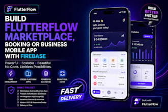 build flutterflow marketplace, booking or business mobile app with firebase