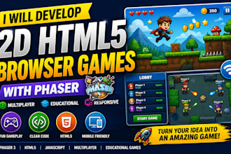 develop 2d html5 multiplayer games,browser game,educational games with phaser