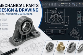 design mechanical parts using autocad mechanical drawing and cad drafting