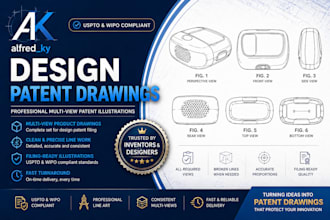create professional design patent drawings for uspto and wipo filing