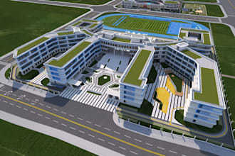 renovate 3d school building design, classroom, campus and educational facility