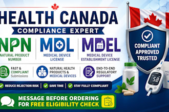 manage health canada npn, mdl and mdel approvals and compliance