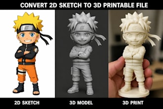 convert 2d image sketch to 3d printable model 3d character stl file for 3d print
