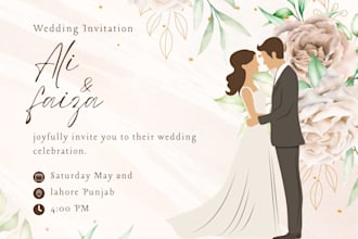 design beautiful wedding, birthday and any event card in 24 hours