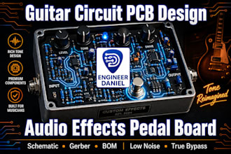 design guitar circuit pcb, audio effects pedal board with gerber files and bom
