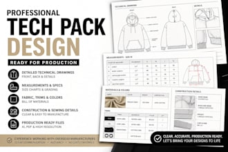 create a professional tech pack for clothing production