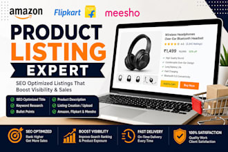 create SEO optimized amazon, flipkart and meesho product listing