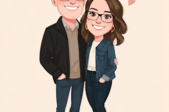 create professional caricatures for couples or wedding gift