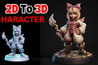 create 3d character model from 2d concept art sculpt render stl 3d print