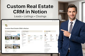 setup notion for real estate management for agents, property listings and CRM