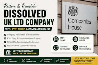 restore and reinstate your dissolved UK ltd company, rt01 filing