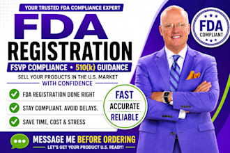 provide fda registration, fsvp compliance, and 510k guidance