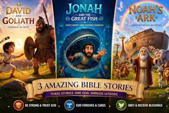 illustrate children story book illustration, bible themed illustration and cover