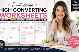 design high converting worksheet for lead magnets, courses and coaching programs
