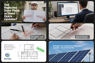solar plan redraw PDF to cad pv permit revision correction drawing service