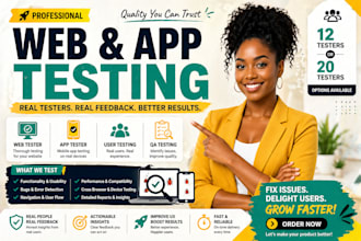 web tester app tester user testing QA testing 12 testers 20 testers