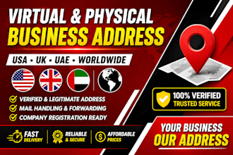 provide verified virtual or physical business address worldwide