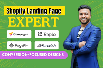 design or clone shopify landing pages  gempages, pagefly, replo or funnelish