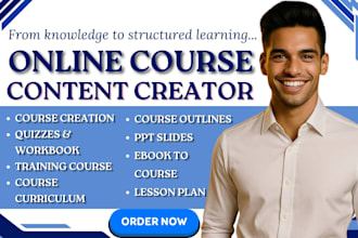 create online course content, course curriculum design, course development, quiz