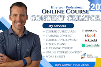 create online course content, course curriculum design, course development, quiz