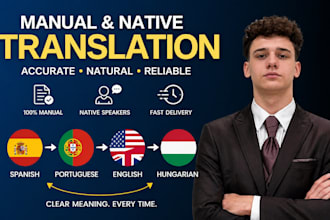 translate from and to english, spanish, hungarian and portuguese