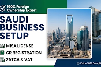 do saudi company registration with misa license, cr, and vat zatca setup