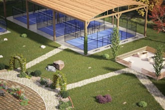 do 3d court designs for pedal ,tennis, pickle ball pavillion